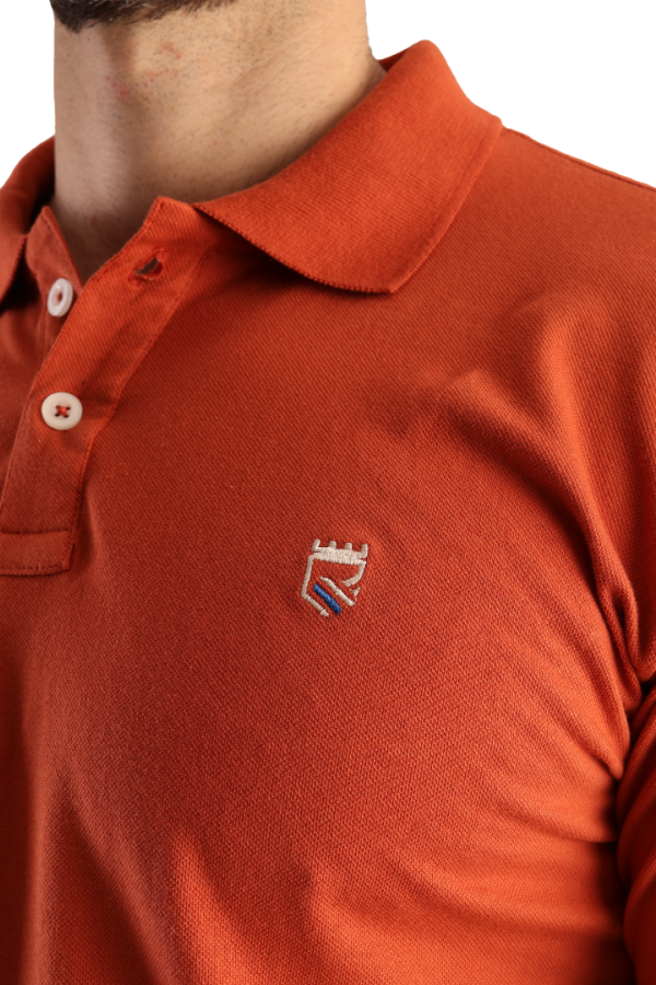 Playera Casual Tipo Polo Color Shedron Con Bordado Slim Fit Para Hombre